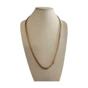Vintage Gold Tone Mesh Chain Necklace 32" Long